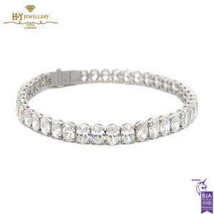 White Gold Oval Cut Diamond Tennis Bracelet - 13.45ct-0