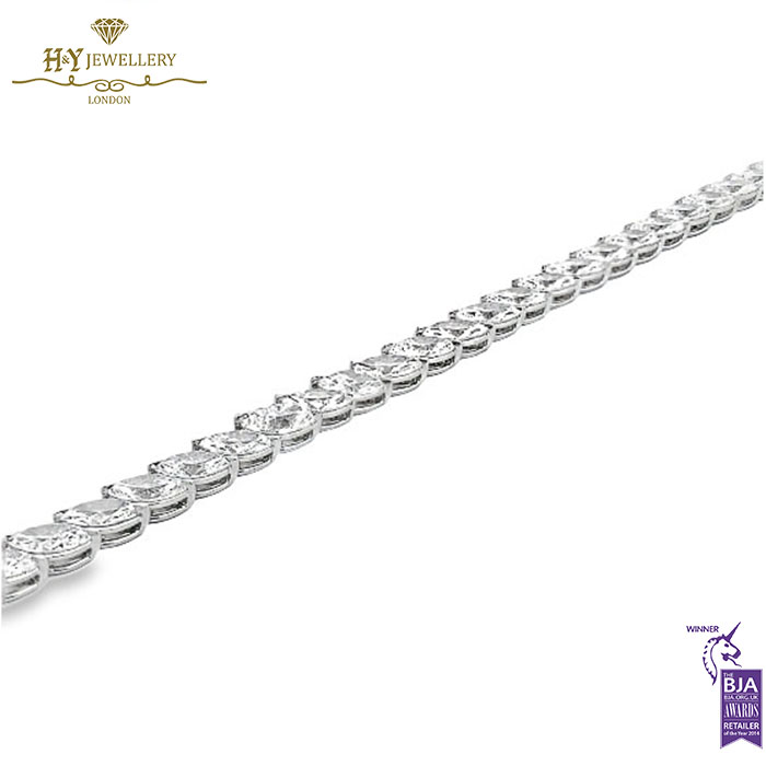 White Gold Marquise Cut Diamond Tennis Bracelet- 11.97ct-17638