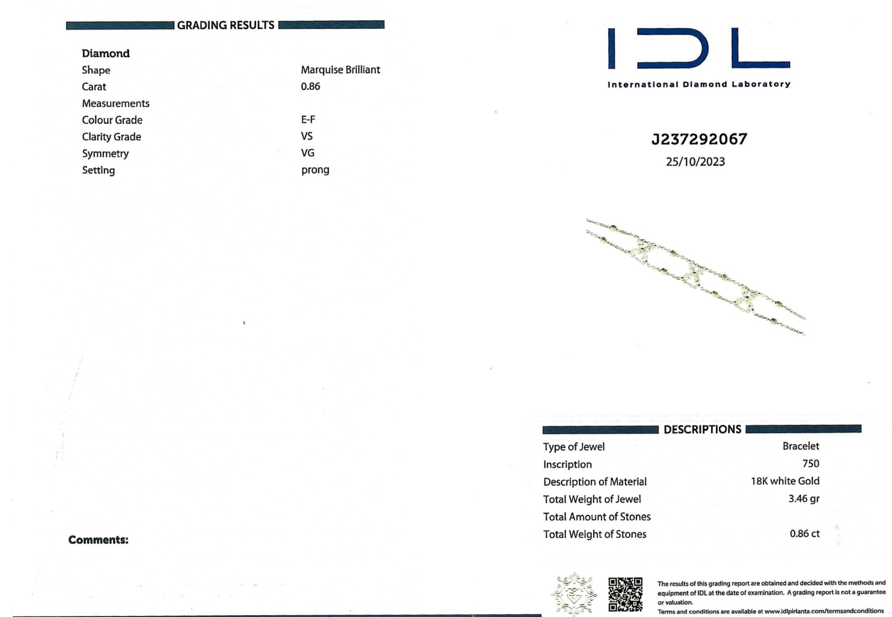 White Gold Flower Design Marquise Cut Diamond Bracelet - 0.86ct-12411