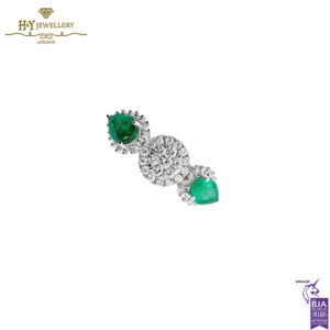 White Gold Pear Cut Emerald & Brilliant Cut Diamond Ring - 0.70ct-15464