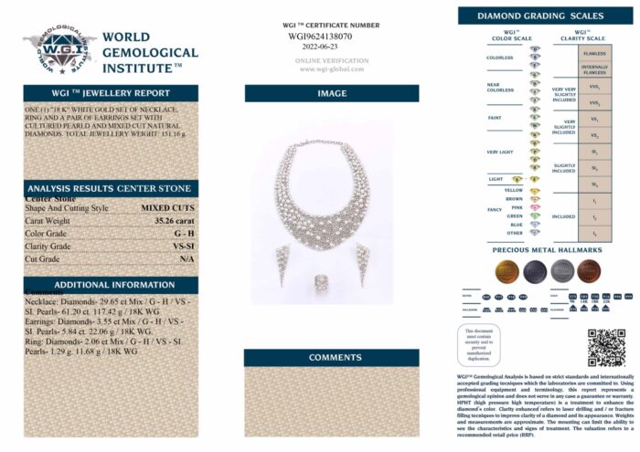 White Gold Cultured Pearl with Brilliant Cut Diamond Set - 103.59ct-12532