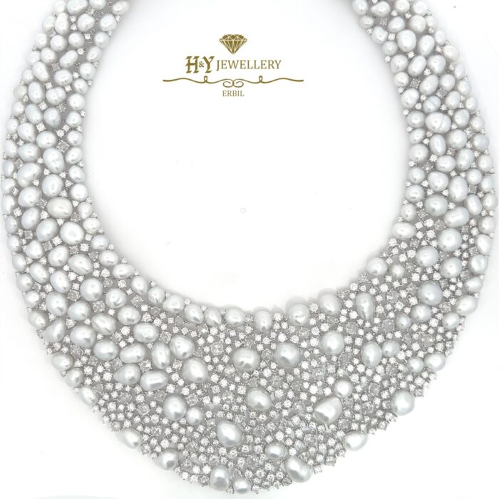 White Gold Cultured Pearl with Brilliant Cut Diamond Set - 103.59ct-0