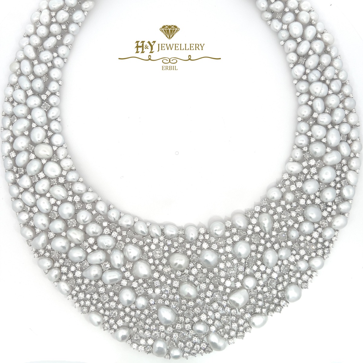 White Gold Cultured Pearl with Brilliant Cut Diamond Set - 103.59ct-0