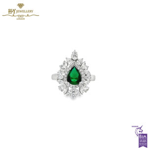 White Gold Mix Cut Diamond & Pear Cut Emerald Set - 64.74ct-14263
