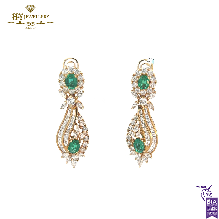 Yellow Gold Oval Cut Emerald and Mix Cut Diamond Set - 70.00ct-14271