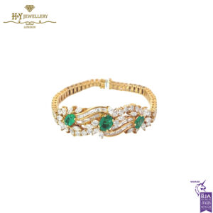 Yellow Gold Oval Cut Emerald and Mix Cut Diamond Set - 70.00ct-14272