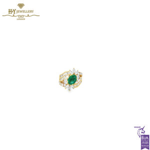 Yellow Gold Oval Cut Emerald and Mix Cut Diamond Set - 70.00ct-14273
