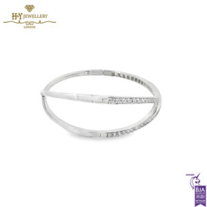 White Gold X Design Pave Diamond Bangle - 2.46ct-13625