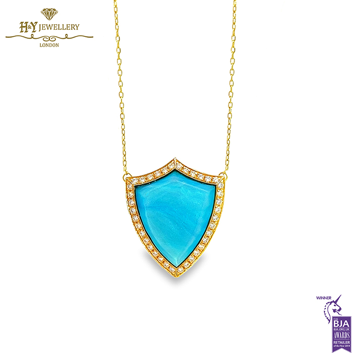 Yellow Gold Armour Design Round Cut Diamond Necklace - 0.40ct-0