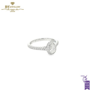 White Gold Pear & Brilliant Cut White Diamond Ring - 0.60ct-14693