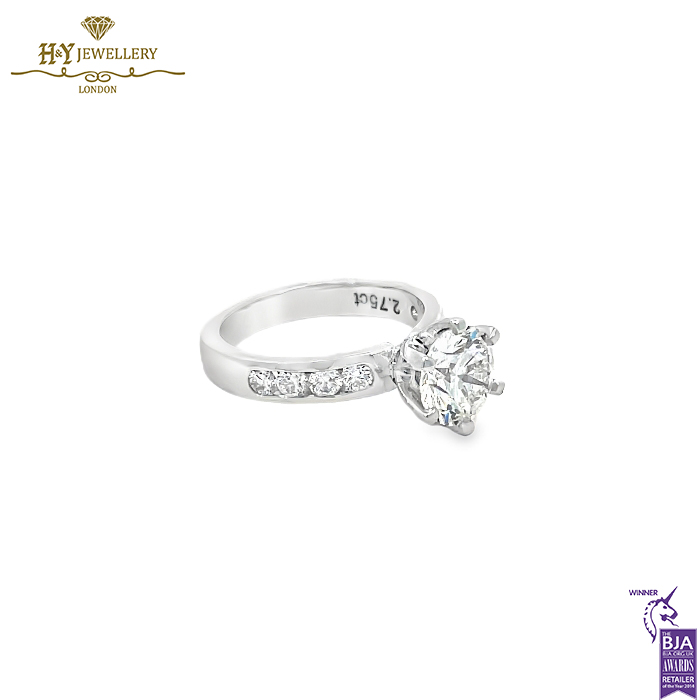 White Gold Brilliant Cut Diamond Ring - 2.75ct-14696
