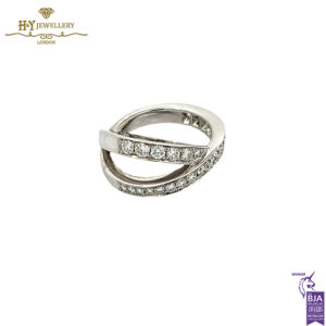 White Gold X Design Half Diamond Ring - 1.22ct-16977