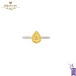 Yellow Gold Pear & Brilliant Cut Fancy Yellow & White Diamond Ring - 0.77ct-0