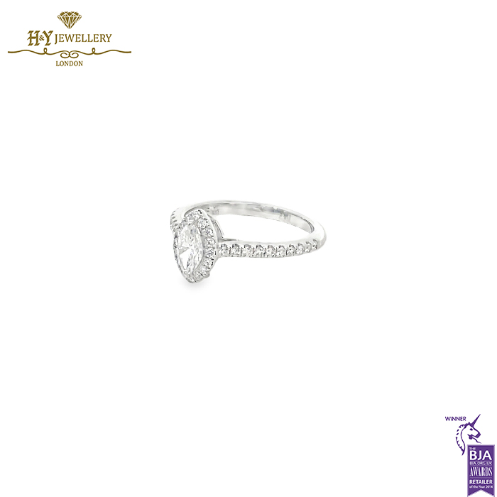 White Gold Marquise & Brilliant Cut White Diamond Ring - 0.58ct-14691