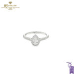 White Gold Pear & Brilliant Cut White Diamond Ring - 0.60ct-0