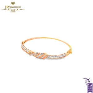Rose Gold Mix Cut Diamond Bangle - 1.20ct-15666