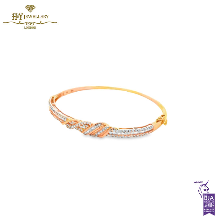 Rose Gold Mix Cut Diamond Bangle - 1.20ct-15666