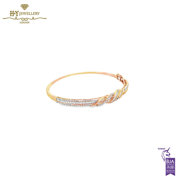 Rose Gold Mix Cut Diamond Bangle - 1.20ct-15665