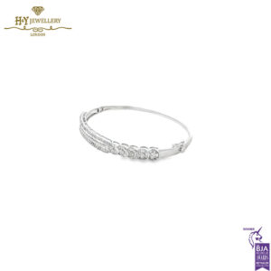 White Gold Mix Cut Diamond Bangle - 1.70ct-13661