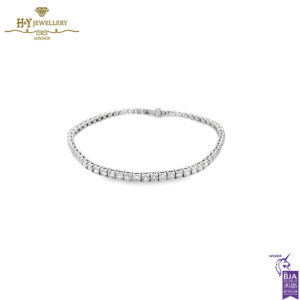 White Gold Round Cut Diamond Tennis Bracelet - 3.68ct-0