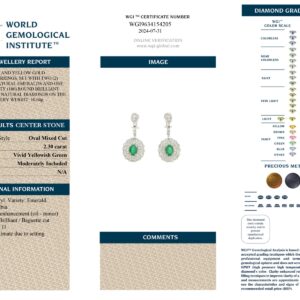 White & Yellow Gold Oval Cut Zambian Emerald & Mix Cut Diamond Earrings - 4.80ct-13399