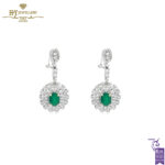 White & Yellow Gold Oval Cut Zambian Emerald & Mix Cut Diamond Earrings - 4.80ct-0