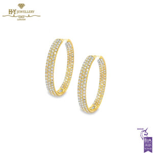 Yellow Gold Round Cut Diamond Earrings - 10.00ct-0