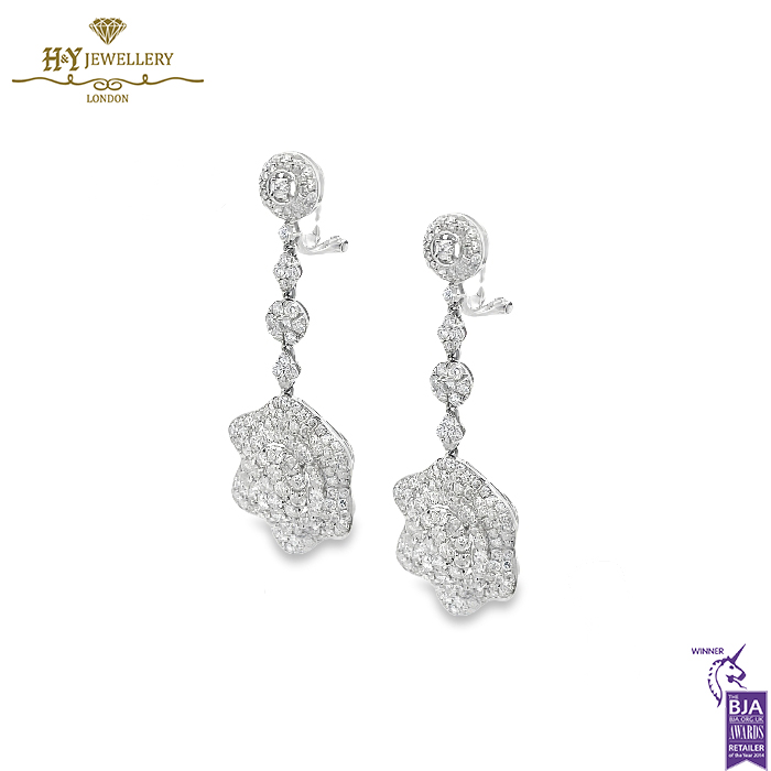 White Gold Round Cut Diamond Earrings - 5.04ct-14539