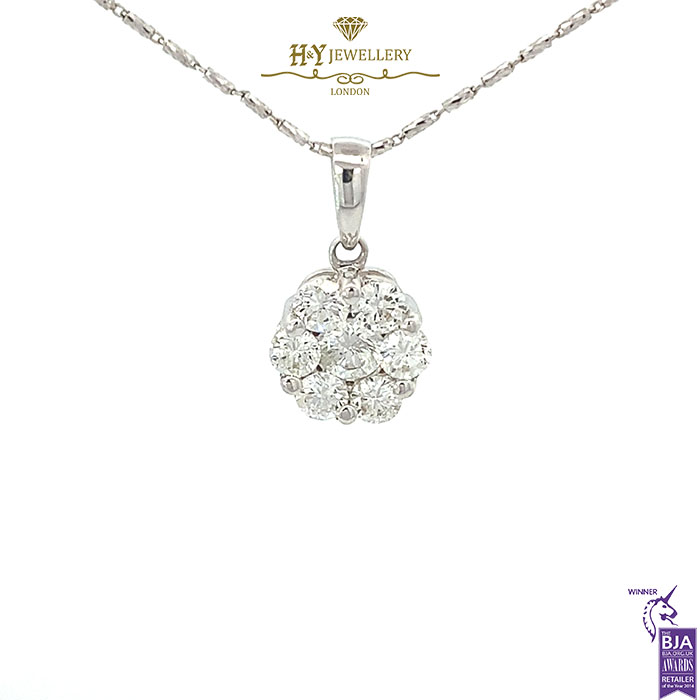 Round Cut Diamond White Gold Pendant - 2.00ct-17275