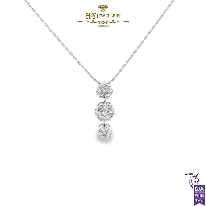 White Gold Round Brilliant Cut Diamond Pendant - 2.00ct-0