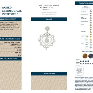 White Gold Mix Cut Diamond Pendant - 3.63ct-13394