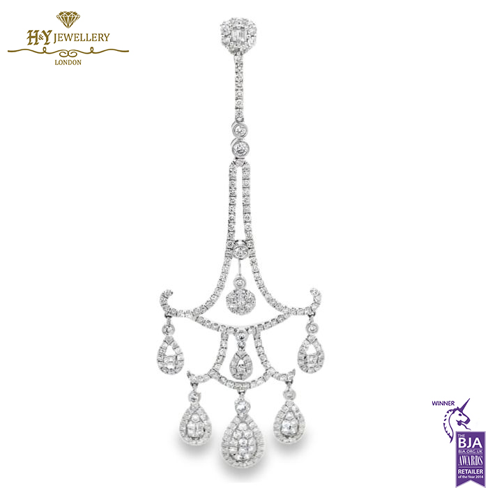 White Gold Mix Cut Diamond Pendant - 3.82ct-0