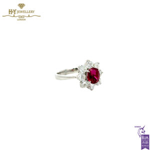 Platinum Oval Ruby Cut & Round Diamond Cut Ring - 2.57ct-16348