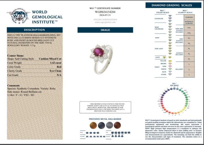 Platinum Oval Ruby Cut & Round Diamond Cut Ring - 2.57ct-17195