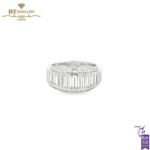 Platinum Baguette Cut & Round Diamond Cut Ring - 2.32ct-0