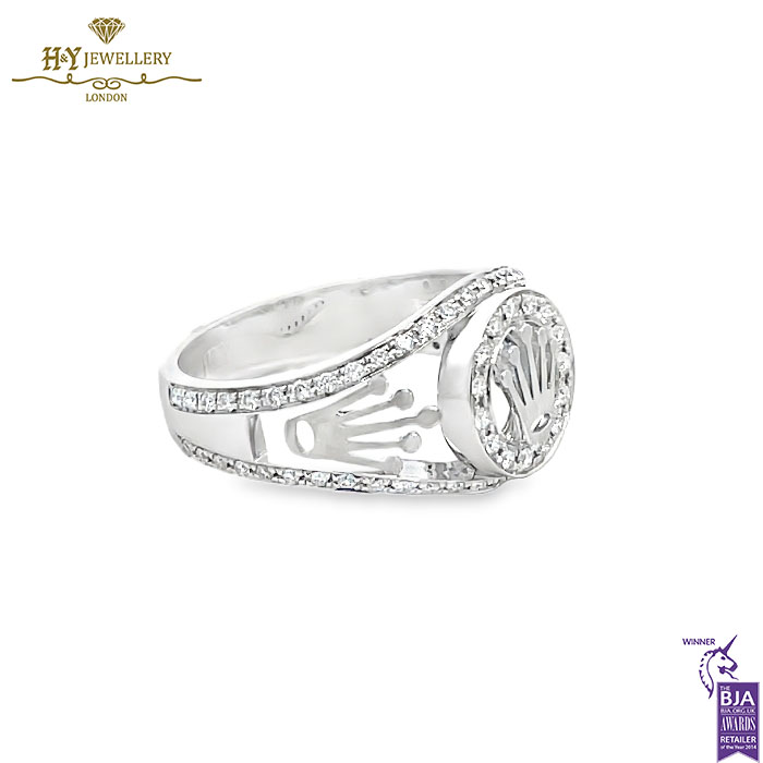 White Gold Rolex Design Round Cut Diamond Ring - 0.62ct-14805