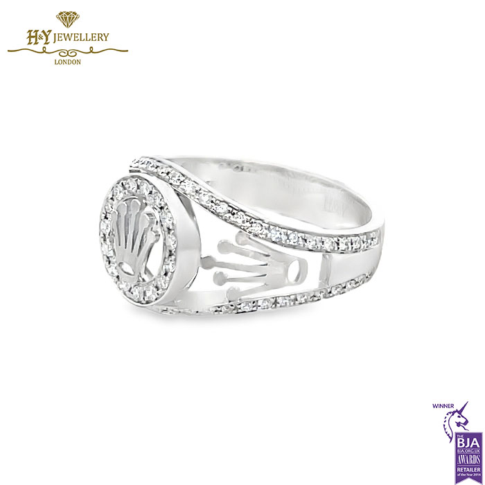 White Gold Rolex Design Round Cut Diamond Ring - 0.62ct-14806