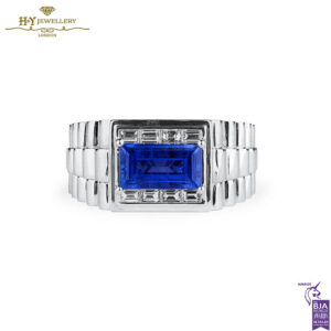 White Gold Rectangular Sapphire Cut & Baguette Diamond Cut Ring - 3.94ct-0