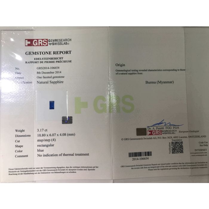 White Gold Rectangular Sapphire Cut & Baguette Diamond Cut Ring - 3.94ct-15483