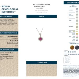 White Gold Oval Cut Ruby & Round Cut Diamond Pendant - 1.57ct-13468