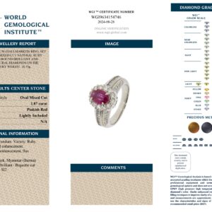 Platinum Oval Ruby Cut & Mix Diamond Cut Ring - 0.73ct-13475