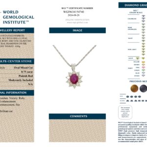 White Gold Oval Cut Ruby & Round Cut Diamond Pendant - 1.25ct-13467