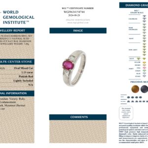 Platinum Oval Cut Ruby & Mix Cut Diamond Ring - 1.50ct-13470