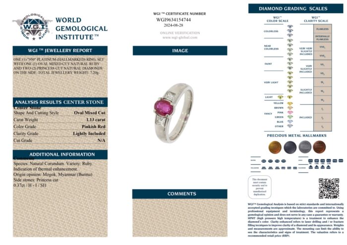 Platinum Oval Cut Ruby & Mix Cut Diamond Ring - 1.50ct-13470