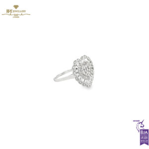 White Gold Heart Design Round Brilliant and Baguette Diamond Ring Cut - 1.00ct-13459