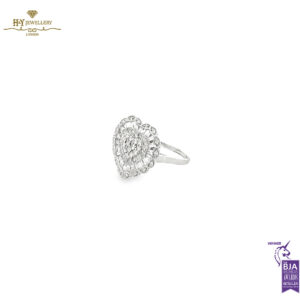 White Gold Heart Design Round Brilliant and Baguette Diamond Ring Cut - 1.00ct-13460