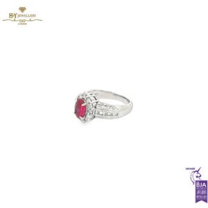 Platinum Oval Ruby Cut & Mix Diamond Cut Ring - 0.73ct-13466