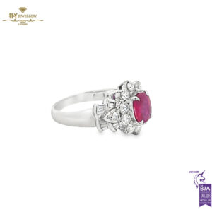 Platinum Cushion Ruby Cut & Mixed Cut Diamond Ring - 1.95ct-13512