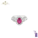 Platinum Oval Ruby Cut & Mix Diamond Cut Ring - 0.73ct-0