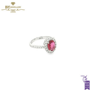White Gold Oval Ruby Cut & Round Diamond Cut Ring - 1.85ct-15667